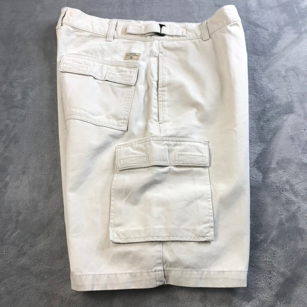 Chaps Ralph Lauren Mens Off White Cotton Cargo Shorts 32 Adjustable Waist Stone